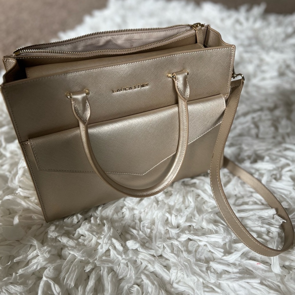 Lancaster Paris Woman’s Tote Handbag Champagne Shoulder Bag